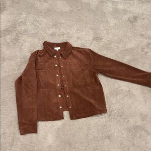 Women's Brown Ribbed Jean Jacket